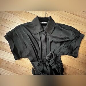 Steve Madden Black Satin Tie-Waist Dress